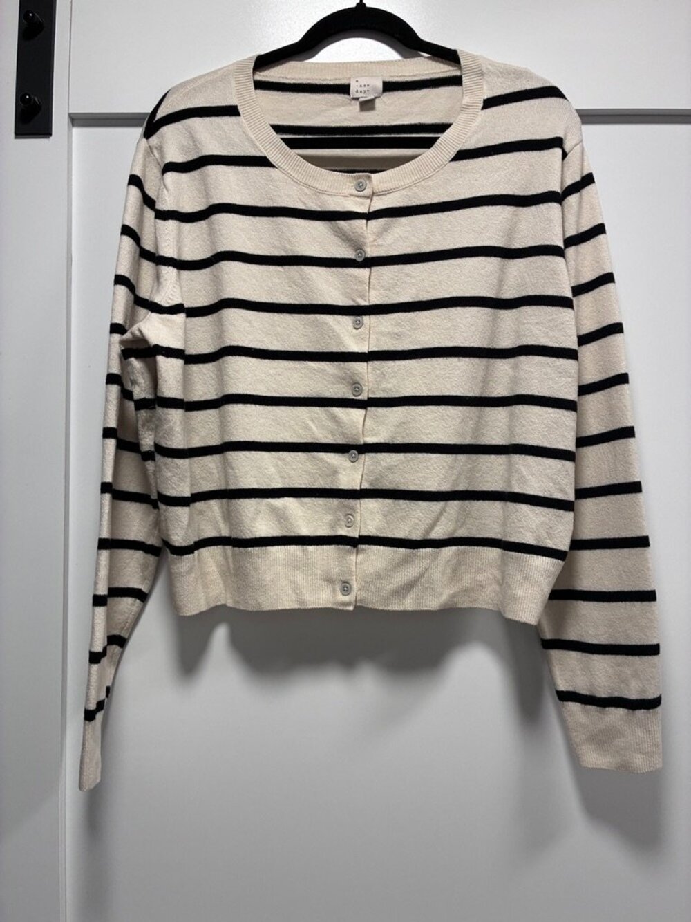 A New Day Cream & Black Striped Button Cardigan XL